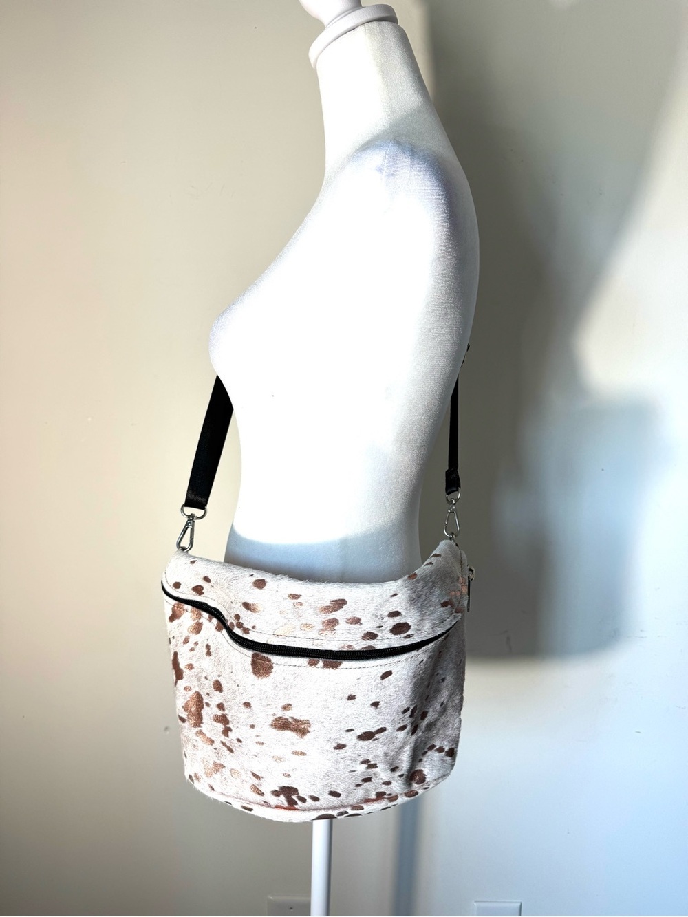 Farmhouse Frocks Crossbody Bag Calf hair Rose Tone Gold